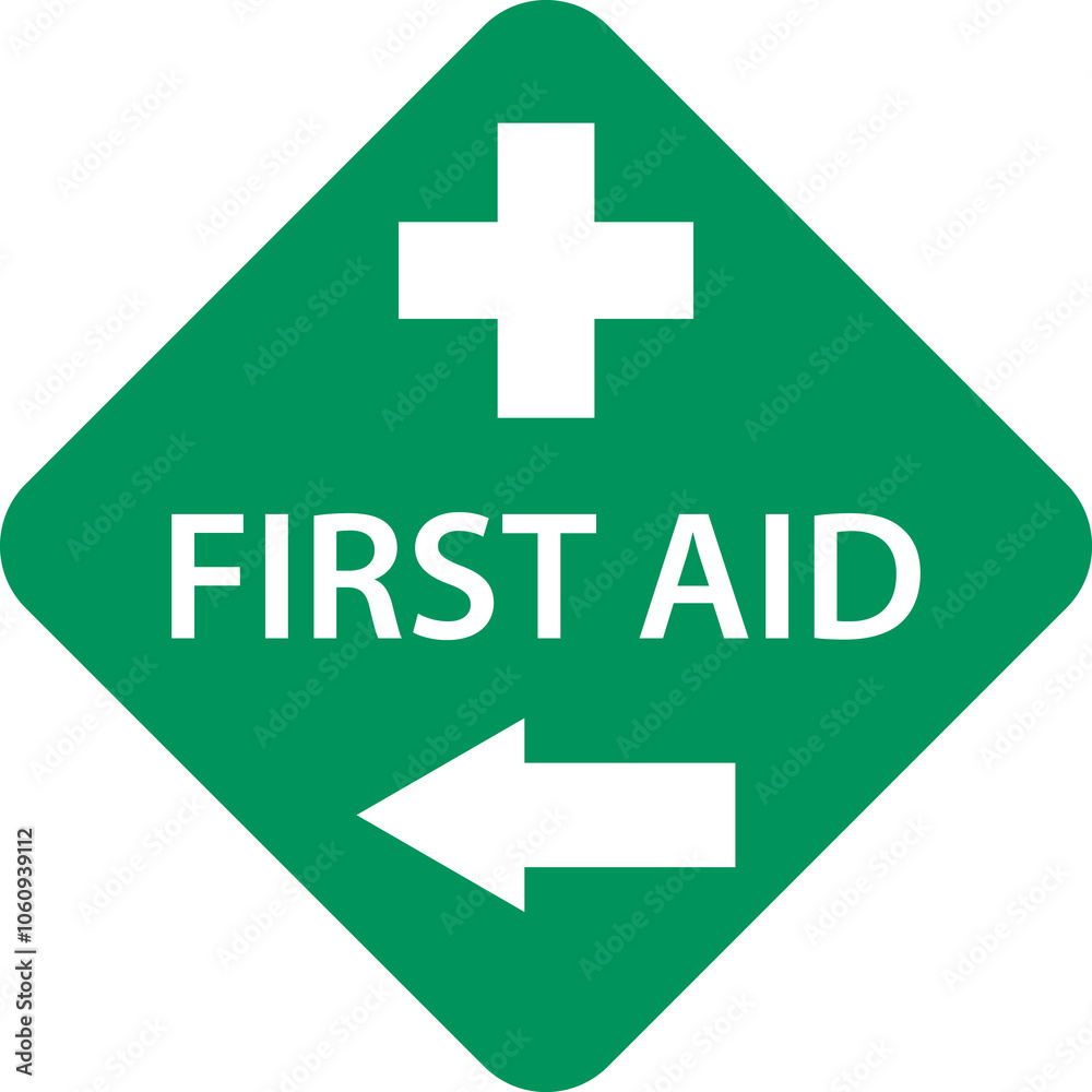 Fototapeta premium First aid post box point green sign icon