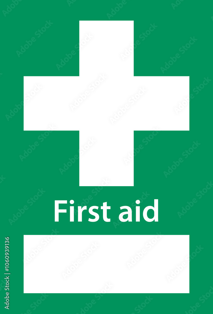 Obraz premium First aid post box point green sign icon