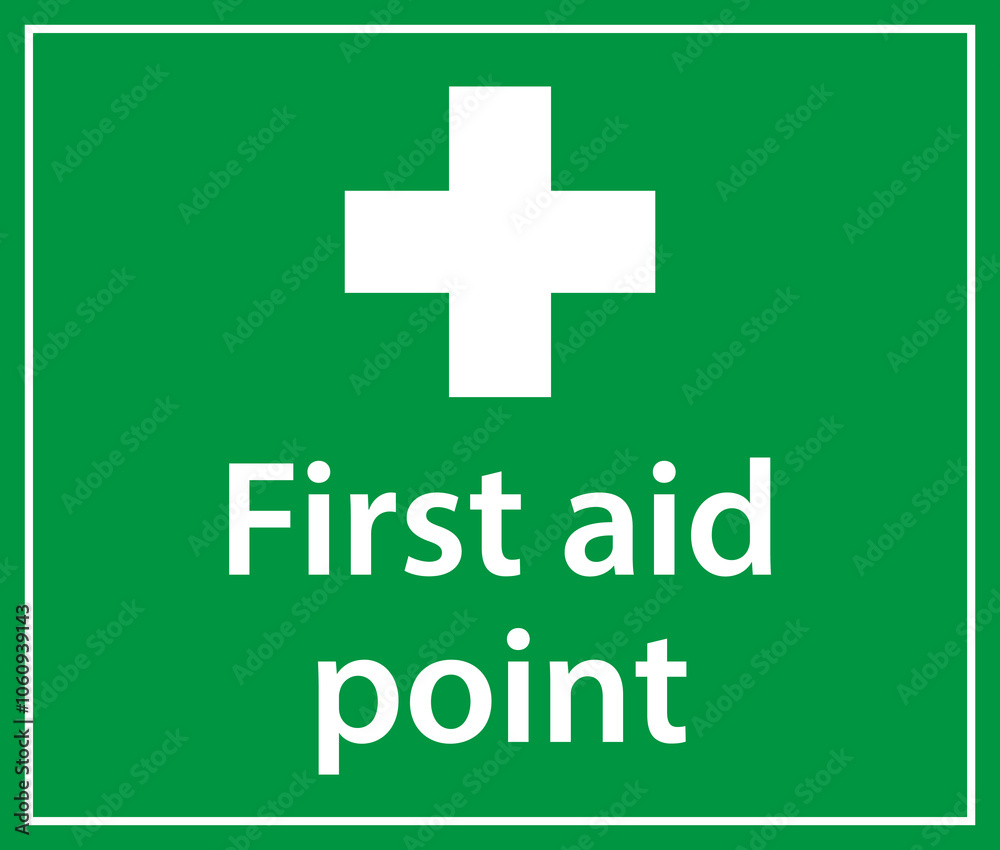 Obraz premium First aid post box point green sign icon