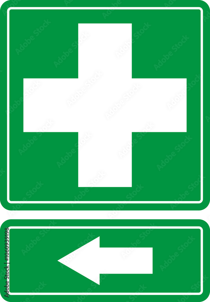 First aid post box point green sign icon First aid post box point green sign icon