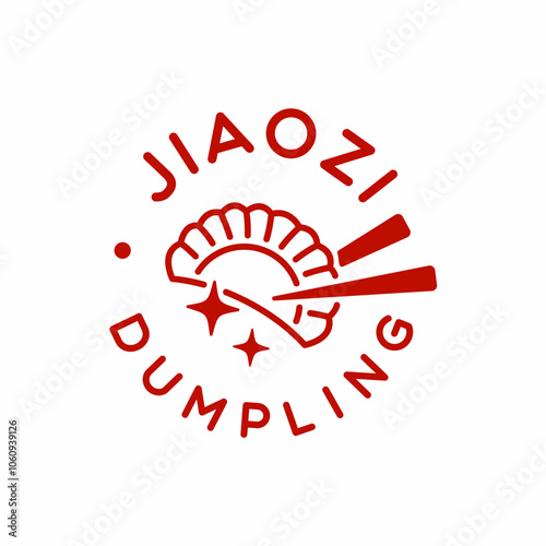Gyoza Jiaozi Chinese Dumpling Food and Chopsticks Logo Design