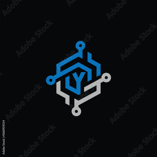 Free Vector Technology Based Logo With Letter Y