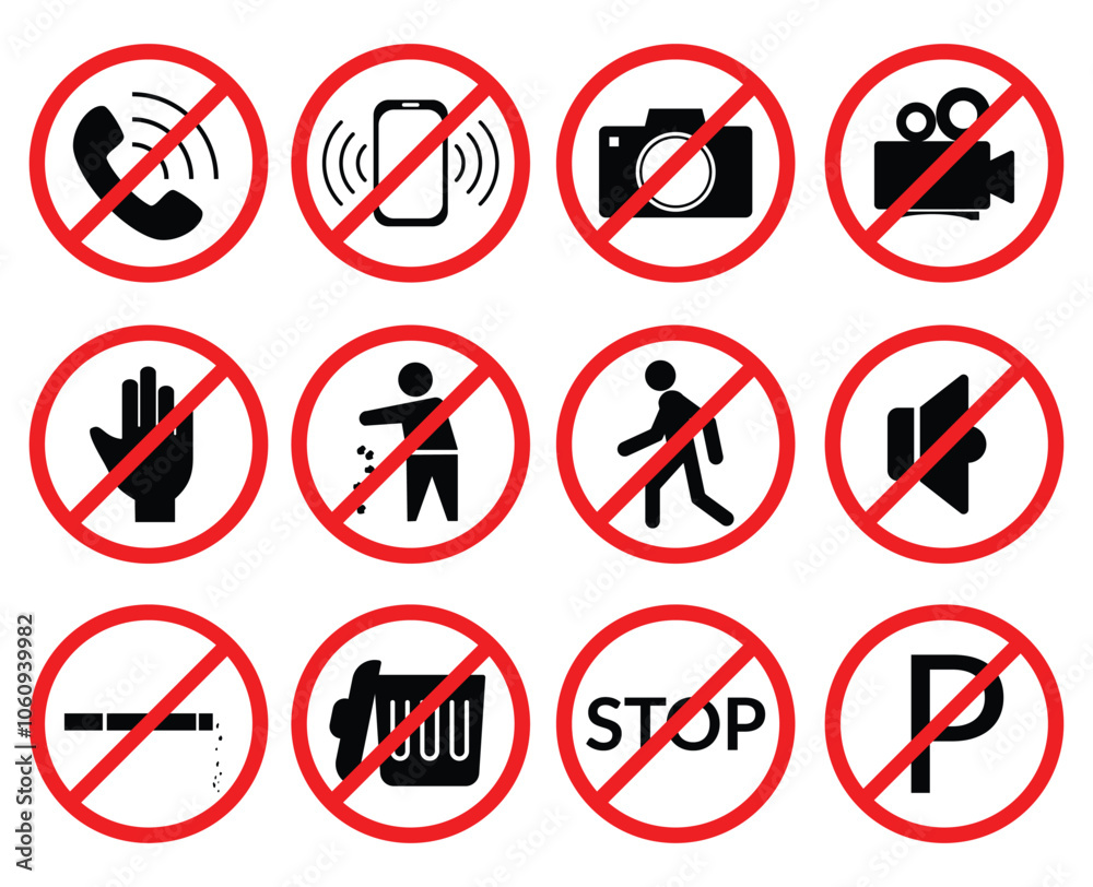 Set of prohibited Signs or caution sign icon Set of prohibited Signs or caution sign icon