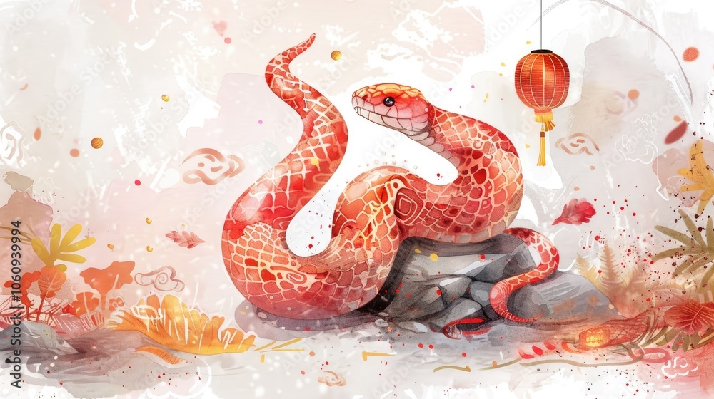 Obraz premium A cute red snake 