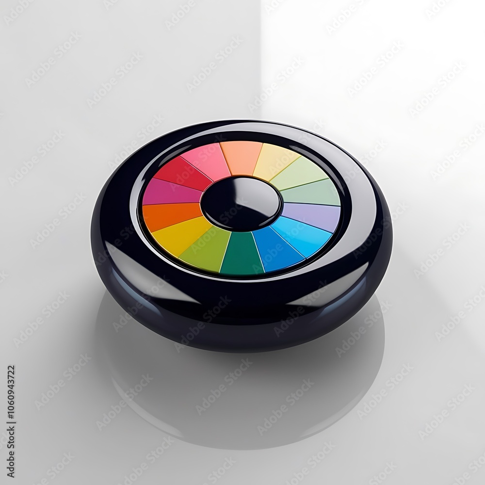 A Circular Color Wheel with Black Surround in 3D A Circular Color Wheel with Black Surround in 3D