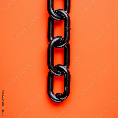 Black chain links on a vibrant orange background.