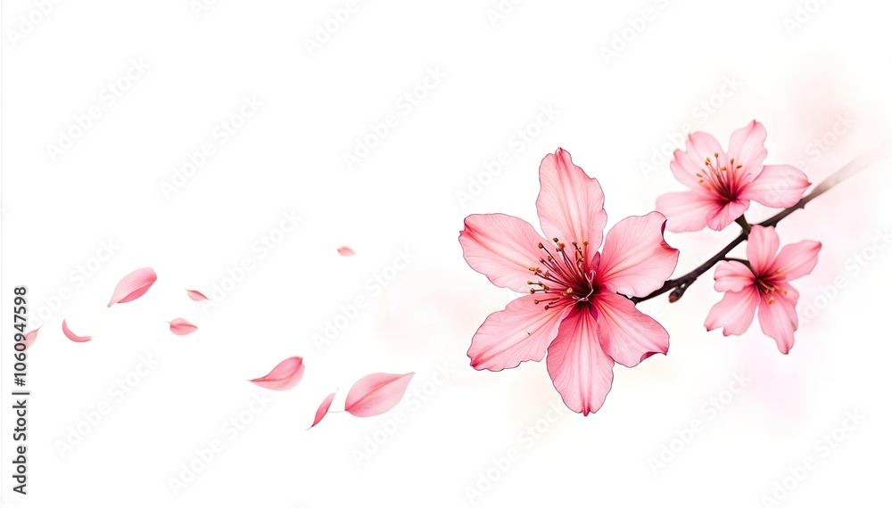 Abstract delicate cherry blossoms on a white background. Beautiful banner with space for text. Abstract delicate cherry blossoms on a white background. Beautiful banner with space for text.