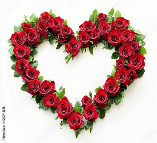 Flower isolated on white: Beautiful flowers Rose In Love Shape on White Background, Blossom, Flower rose