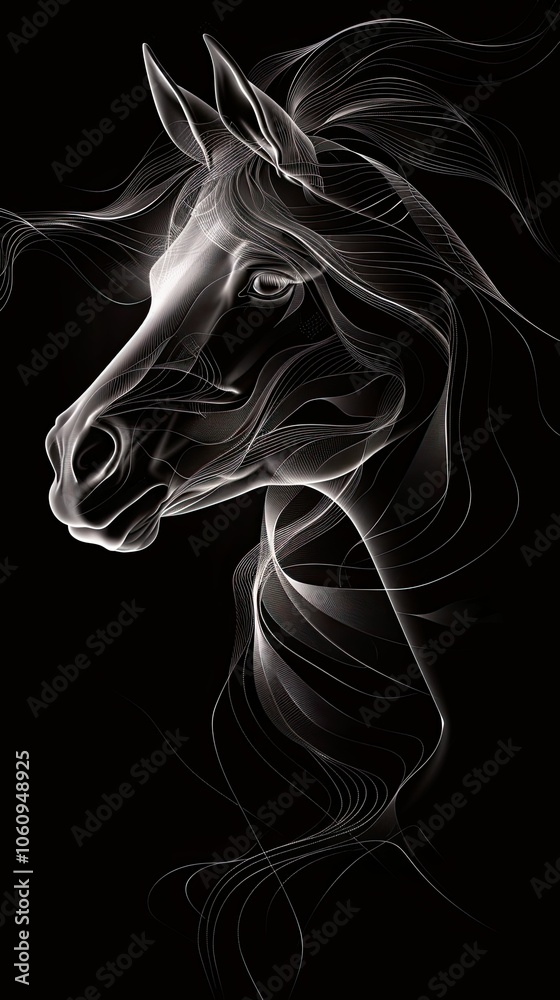 Enchanted Glowing Horse in Artistic Neon Light Enchanted Glowing Horse in Artistic Neon Light