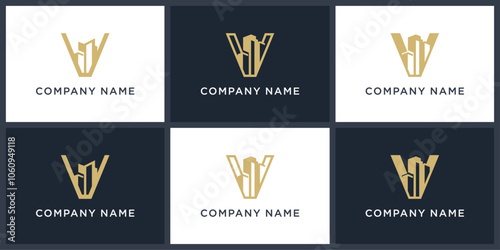 Vector set letter V real estate logo design