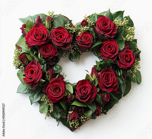 Flower isolated on white: Beautiful flowers Rose In Love Shape on White Background, Blossom, Flower rose