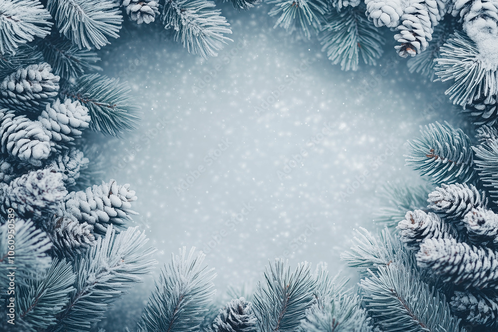 Creative frame made of Christmas fir branches, cones. Winter, Xmas, new year background Creative frame made of Christmas fir branches, cones. Winter, Xmas, new year background