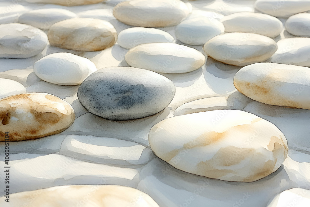 A close-up view of smooth, glossy pebbles with varying shades of white and light gray, creating a serene and tranquil aesthetic. A close-up view of smooth, glossy pebbles with varying shades of white and light gray, creating a serene and tranquil aesthetic.