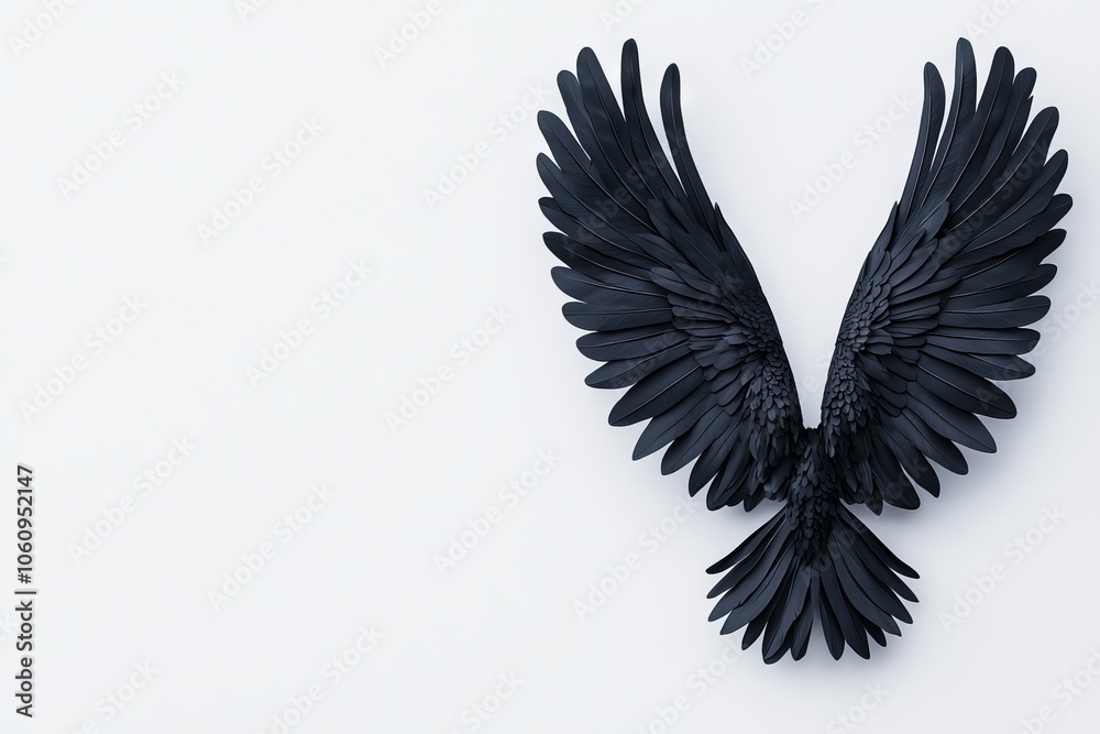 Fototapeta premium The black and white backgrounds have textured, folded dragon wings