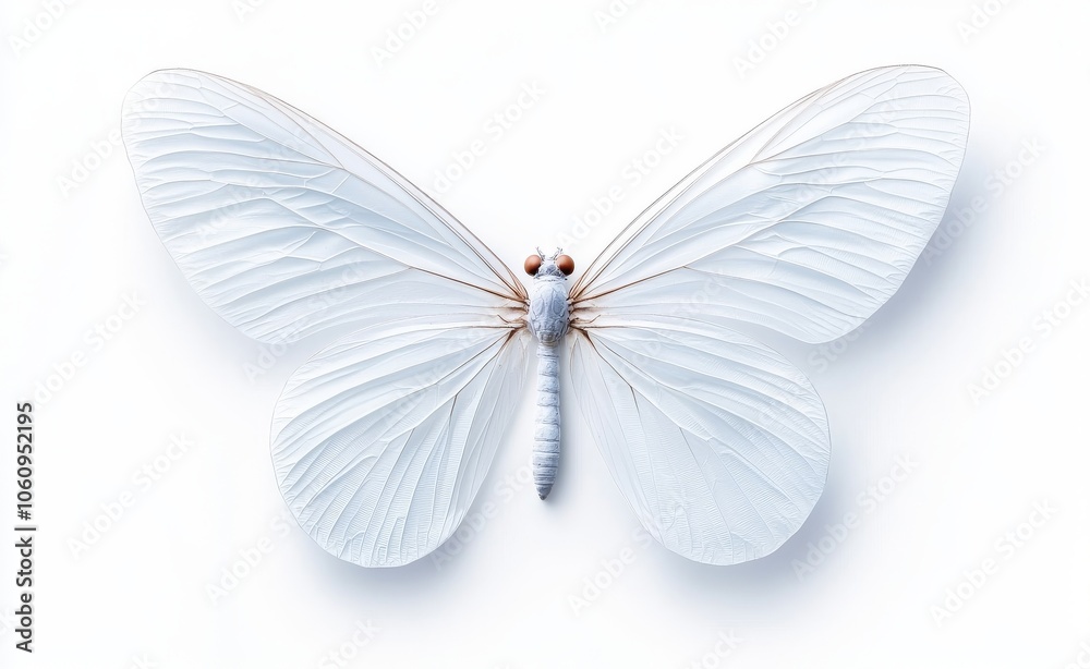 Against a white background, a pair of cicada wings can be seen Against a white background, a pair of cicada wings can be seen