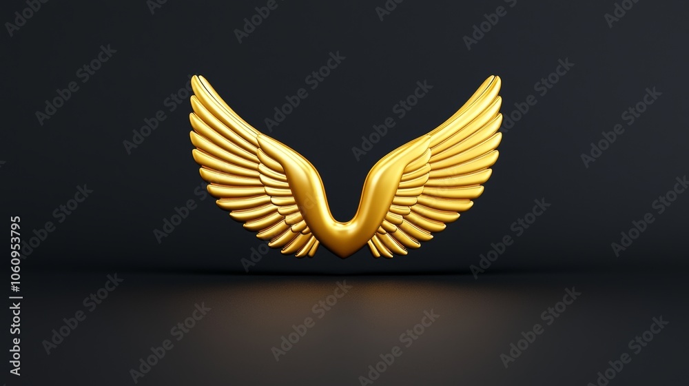 Obraz premium In ultra high definition wallpaper, golden wings catch the eye against a sleek black background