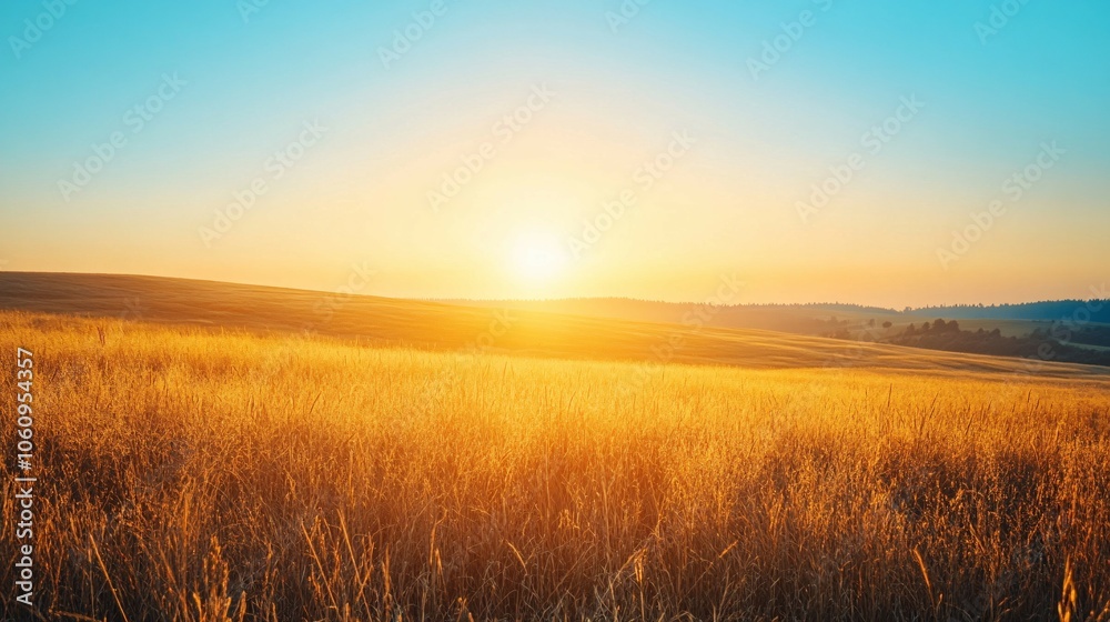 Golden Hour Sunset Over a Field of Tall Grass Golden Hour Sunset Over a Field of Tall Grass
