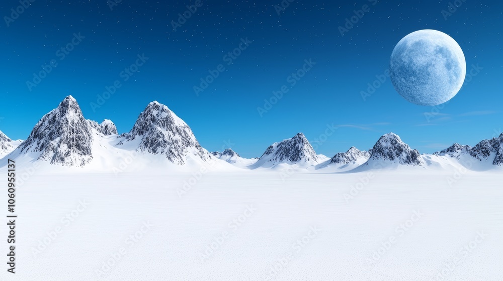 Snow-covered planets and cosmic elements create an otherworldly winter wonderland with this space theme