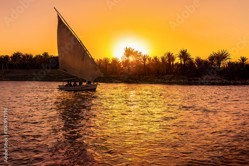 A Felucca on the Nile in Luxor, Egypt	 photo