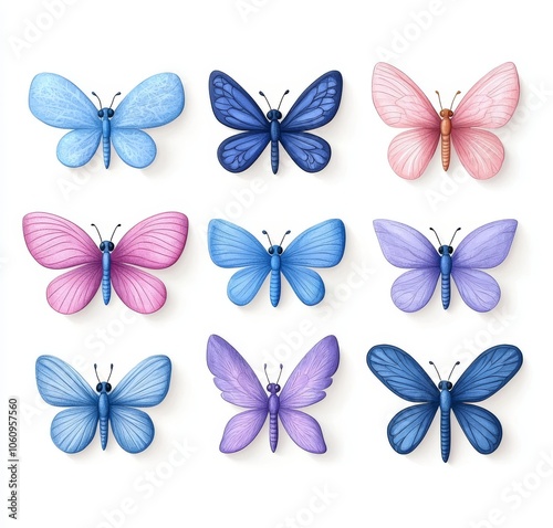 A colorful iridescent butterfly elf fantasy fairy wings on a transparent background