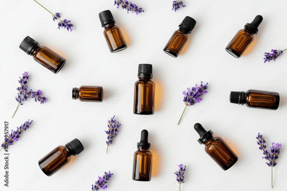 Essential Oil Bottle with Lavender Essential Oil Bottle with Lavender