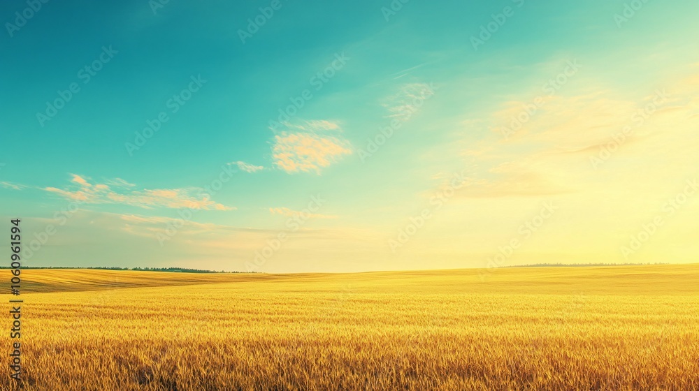 Golden Wheat Field Under a Bright Summer Sky Golden Wheat Field Under a Bright Summer Sky