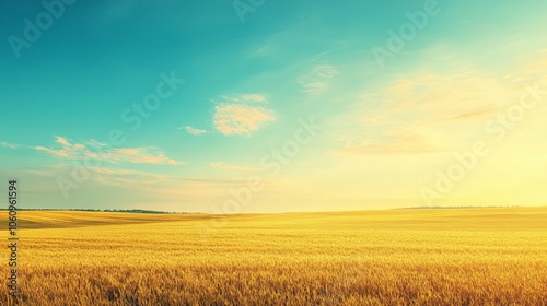 Golden Wheat Field Under a Bright Summer Sky