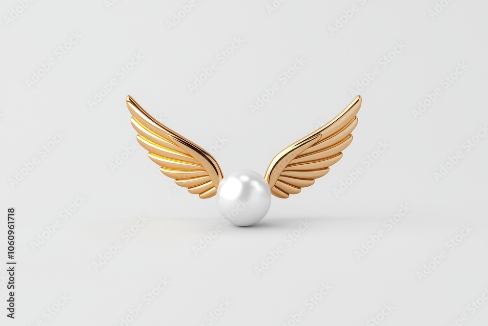 Obraz premium An illustration of six gold wings on white with a 3D effect.