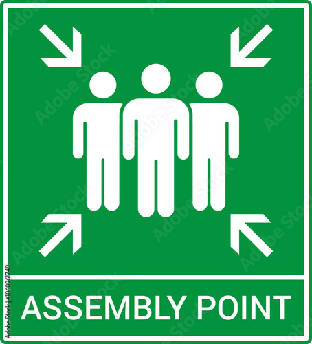 Emergency evacuation assembly point sign. Assembly point icon. Safety Signs. Evacuation Plan. Vector illustration