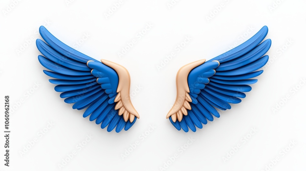 Obraz premium The wings of a fantasy fairy isolated on white are colorful and beautiful.