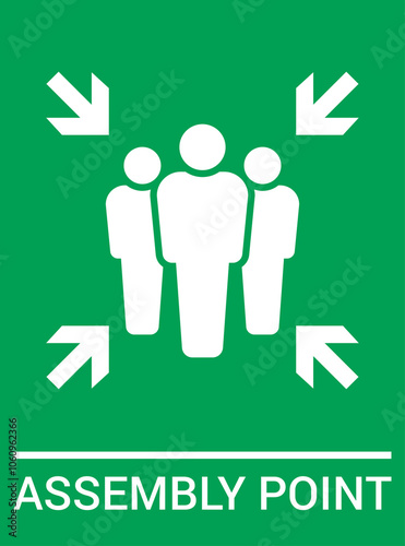 Emergency evacuation assembly point sign. Assembly point icon. Safety Signs. Evacuation Plan. Vector illustration