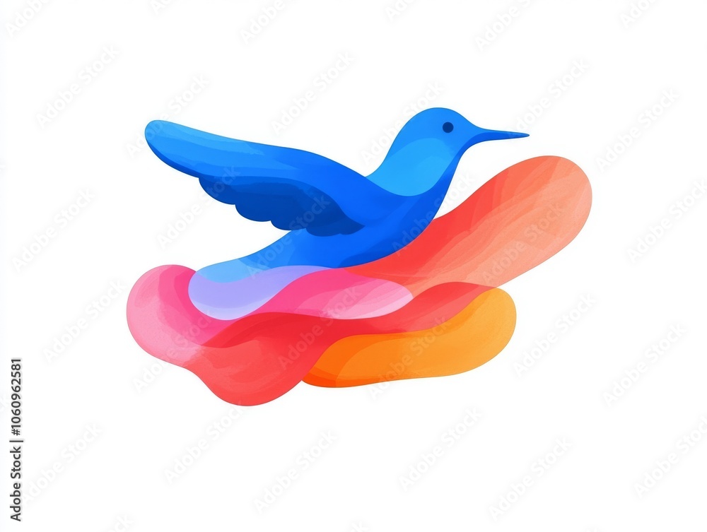 A multicolored bird with smoke aerosol wings that is minimalist and surreal A multicolored bird with smoke aerosol wings that is minimalist and surreal