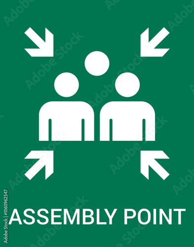 Emergency evacuation assembly point sign. Assembly point icon. Safety Signs. Evacuation Plan. Vector illustration