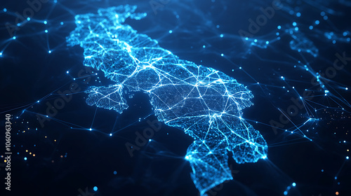 abstract digital scandinavia map northern europe global network connectivity concept futuristic data transfer illustration