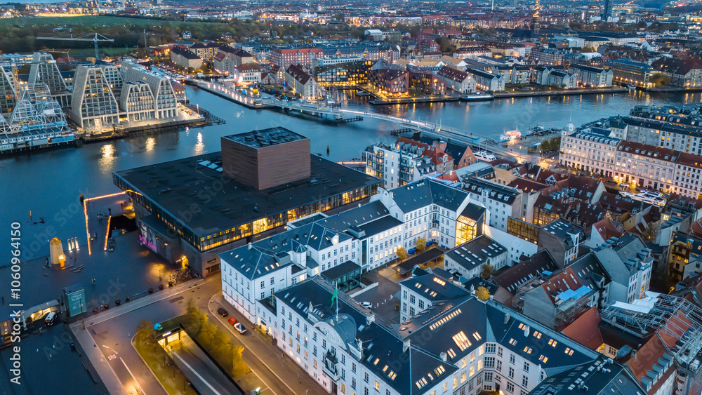 Naklejka premium Night of Copenhagen, Denmark