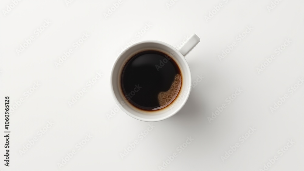 Simple white mug filled with coffee, isolated on a white surface, representing warmth and simplicity. Everyday things for coffee lovers. Simple white mug filled with coffee, isolated on a white surface, representing warmth and simplicity. Everyday things for coffee lovers.
