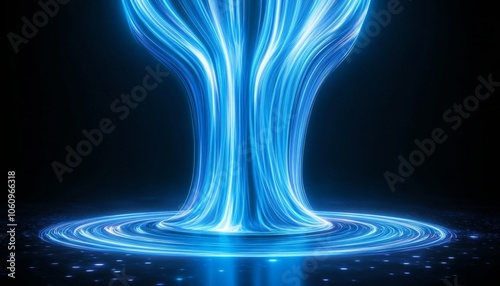 technology background with blue light trails data stream effect. 6G networks and data transmission. 
