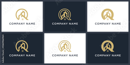 Vector set letter Q real estate logo design