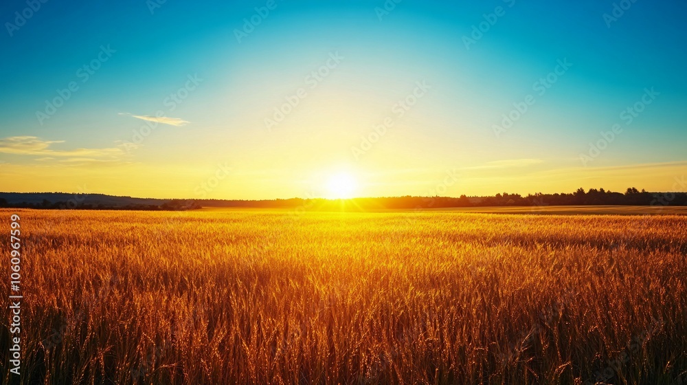Golden Sunset Over a Wheat Field Golden Sunset Over a Wheat Field