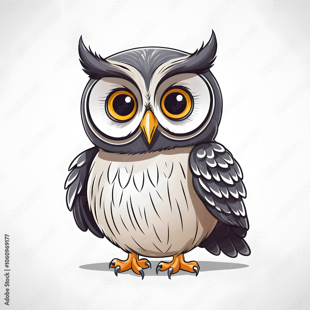 Charming cartoon owl with big eyes Charming cartoon owl with big eyes