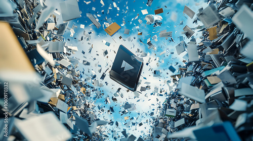 Deleting unnecessary files and data, symbolizing the concept of digital waste management and freeing up disk space