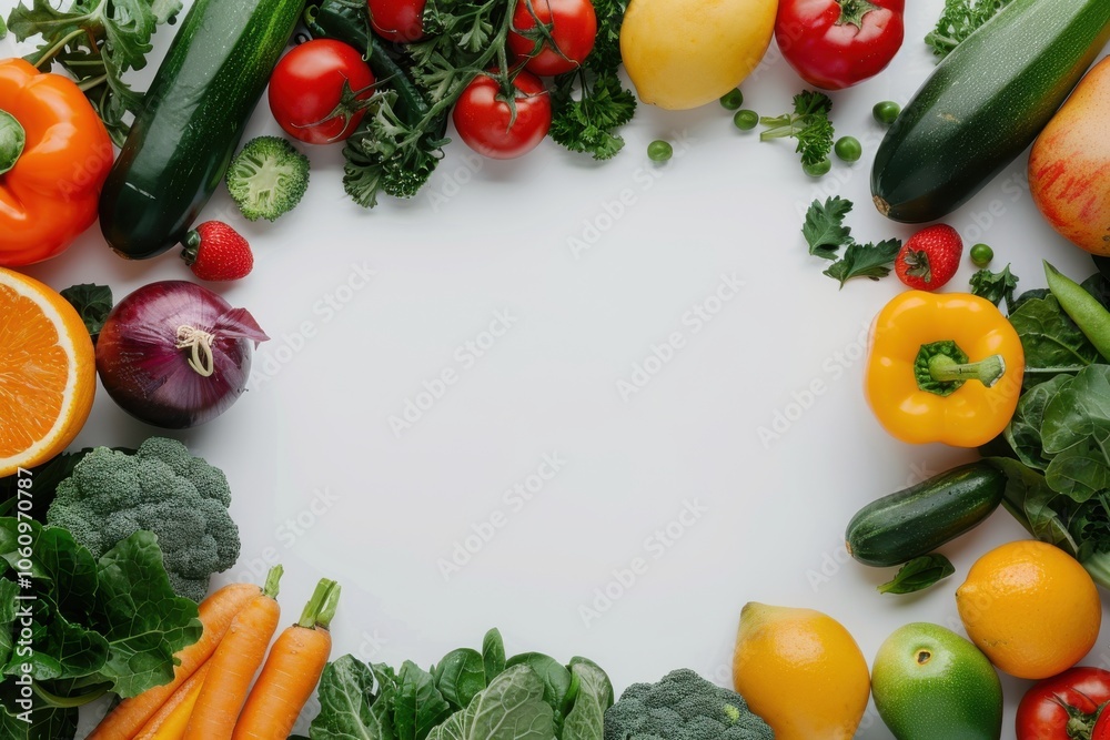 Fresh Vegetables and Fruits on White Background. Fresh Vegetables and Fruits on White Background.