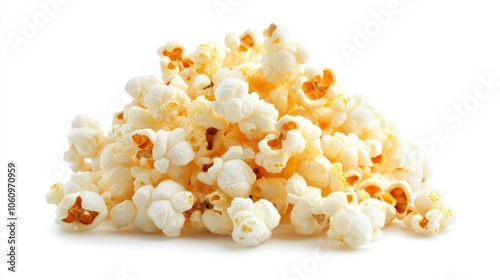 A pile of fluffy, buttery popcorn, perfect for snacking during movies or gatherings.