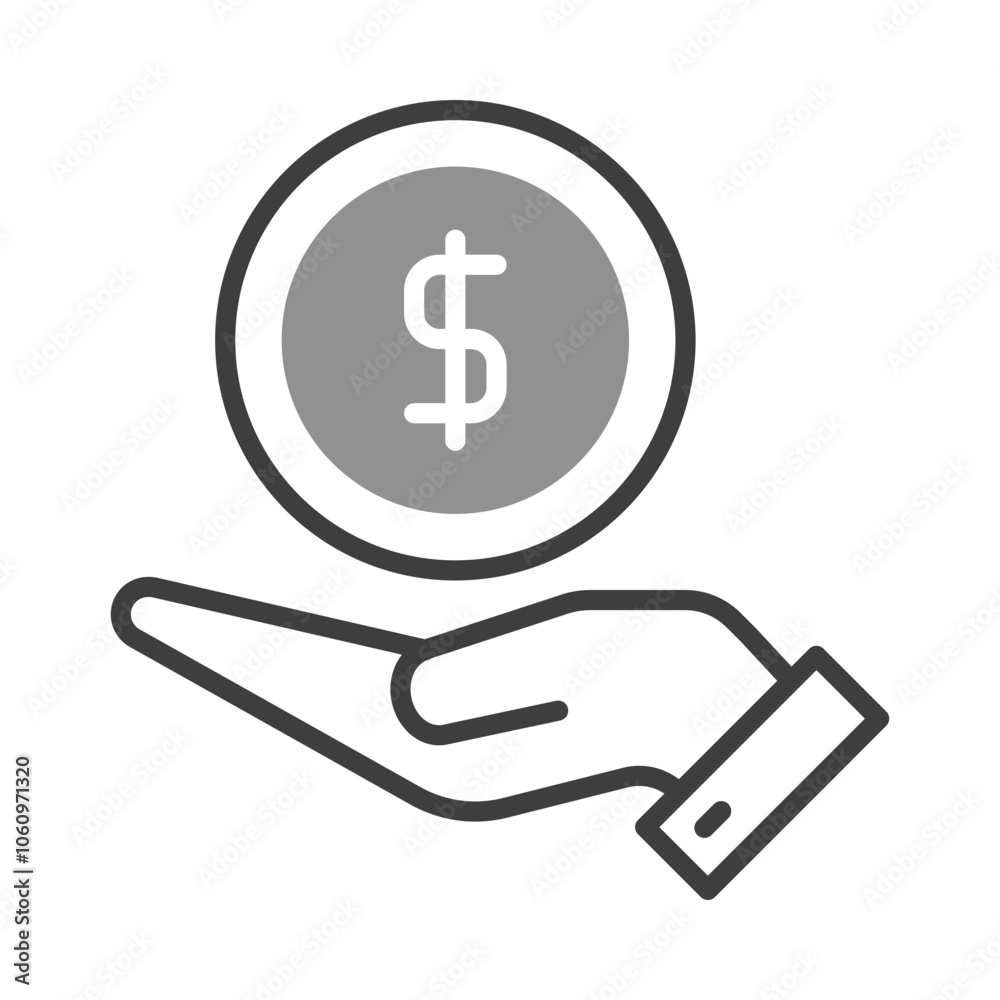Hand with Dollar Sign Representing Monetary Assistance. Economic Support and Funding Hand with Dollar Sign Representing Monetary Assistance. Economic Support and Funding