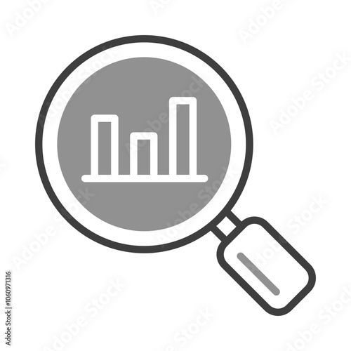 Bar Chart with Magnifying Glass Representing Insights. Data Analysis and Interpretation