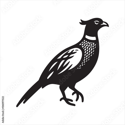 Black pheasant bird icon.