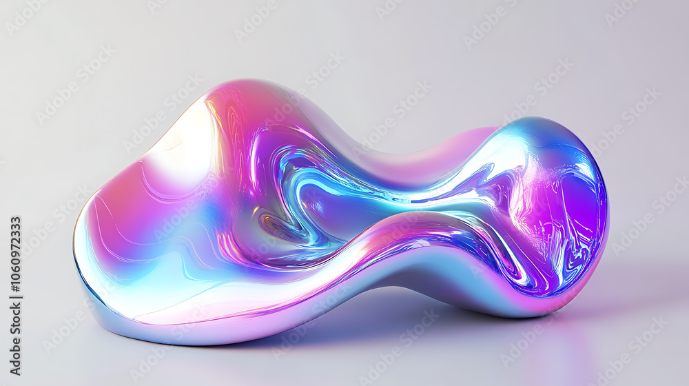 holographic gradient neon wave shape on white background holographic gradient neon wave shape on white background