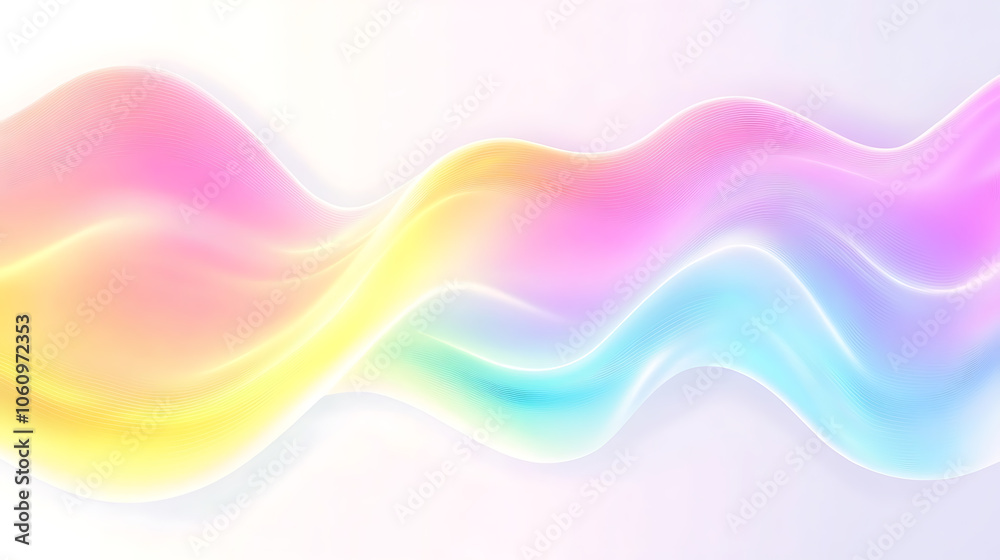 Fototapeta premium holographic gradient neon wave shape on white background