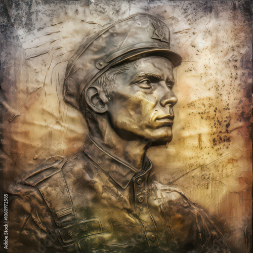 encaustic image of a brave soldier photo