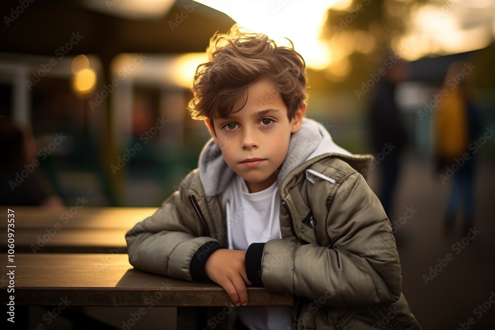 Portrait of a cute little boy in a cafe. Outdoor shot. Portrait of a cute little boy in a cafe. Outdoor shot.